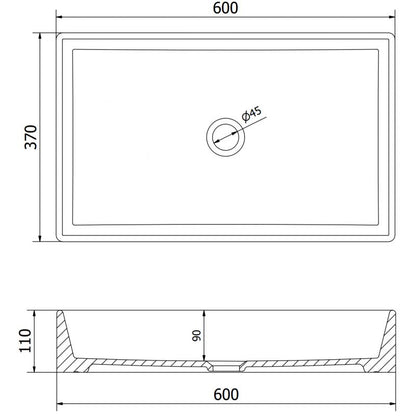 Mexen Goya bordmonteret vask 60 x 37 cm hvid 1 stk.