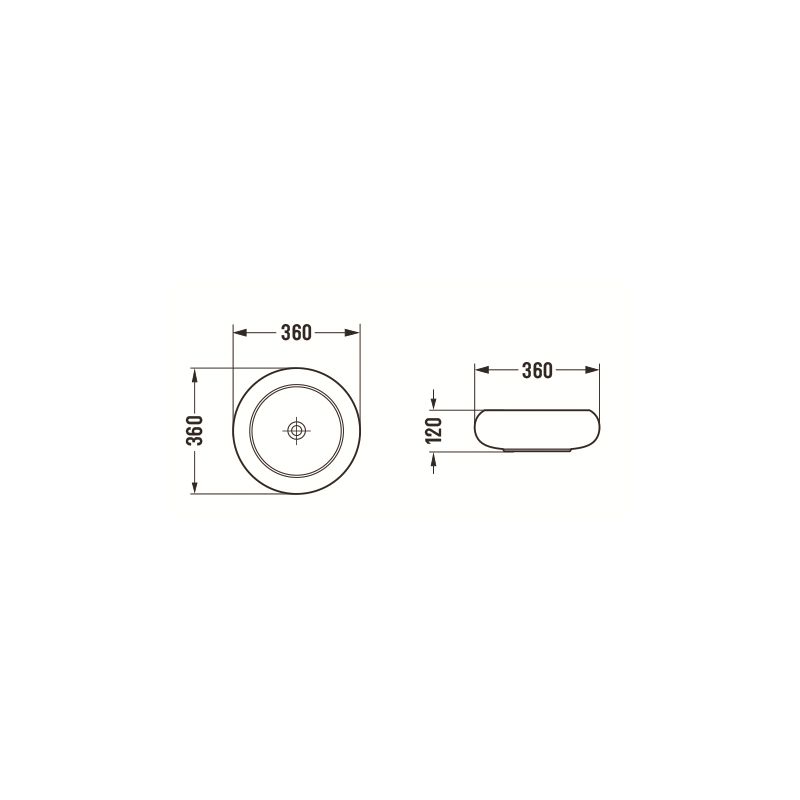 Mexen Lola bordmonteret vask i mat-sort 36 x 36 cm, 1 stk.
