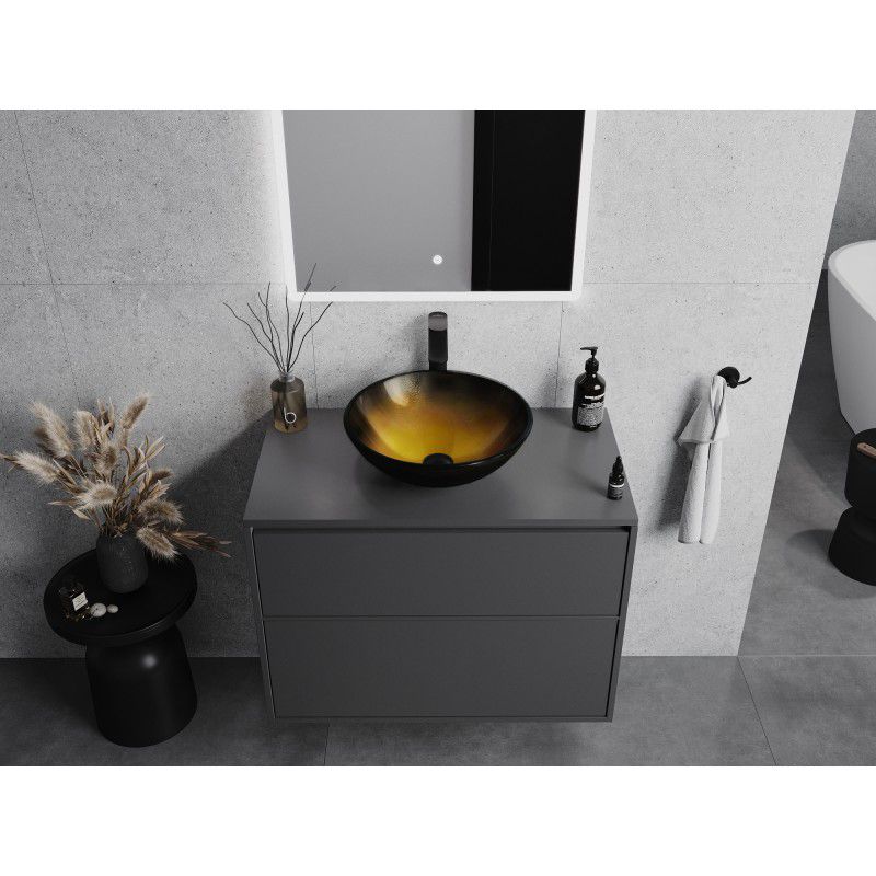 Mexen Mira bordmonteret vask i gyldent glas 42 x 42 cm, 1 stk.