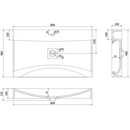 Mexen Poli bordmonteret vask hvid 80 x 48 cm 1 stk.