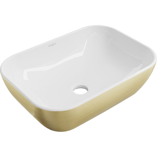 Mexen Rita bordmonteret vask 45 x 32 cm hvid/guld linjer 1 stk.