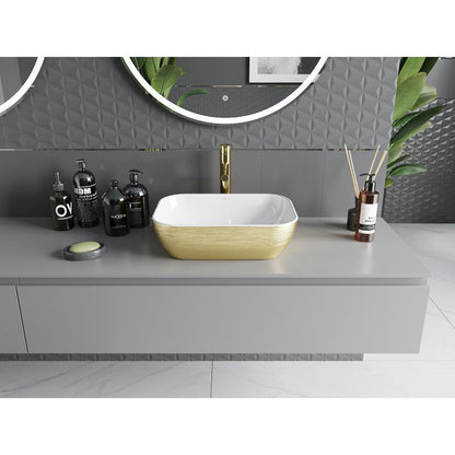 Mexen Rita bordmonteret vask 45 x 32 cm hvid/guld linjer 1 stk.