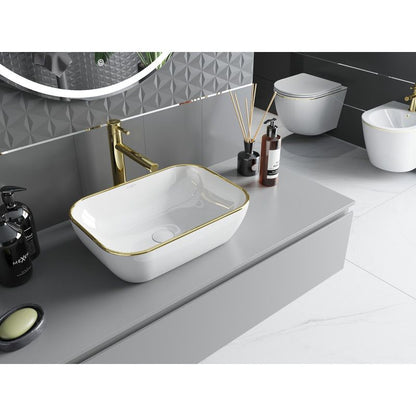 Bordmonteret vask Mexen Rita 45 x 32 cm hvid/guld kant 1 stk.