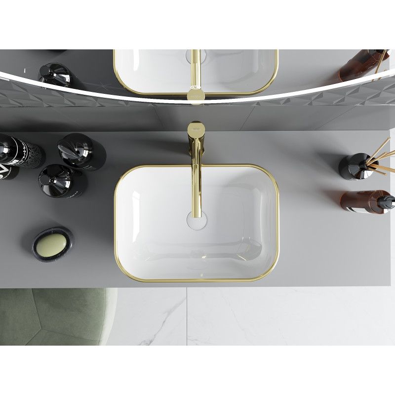 Bordmonteret vask Mexen Rita 45 x 32 cm hvid/guld kant 1 stk.