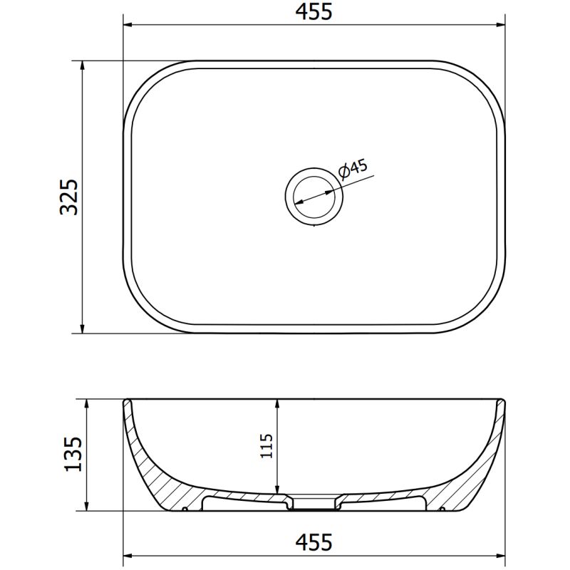 Mexen Rita bordmonteret vask 45 x 32 cm mat‑sort 1 stk.