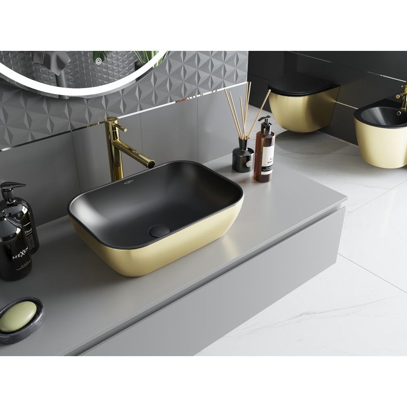 Mexen Rita bordmonteret vask 45 x 32 cm mat-sort/guld