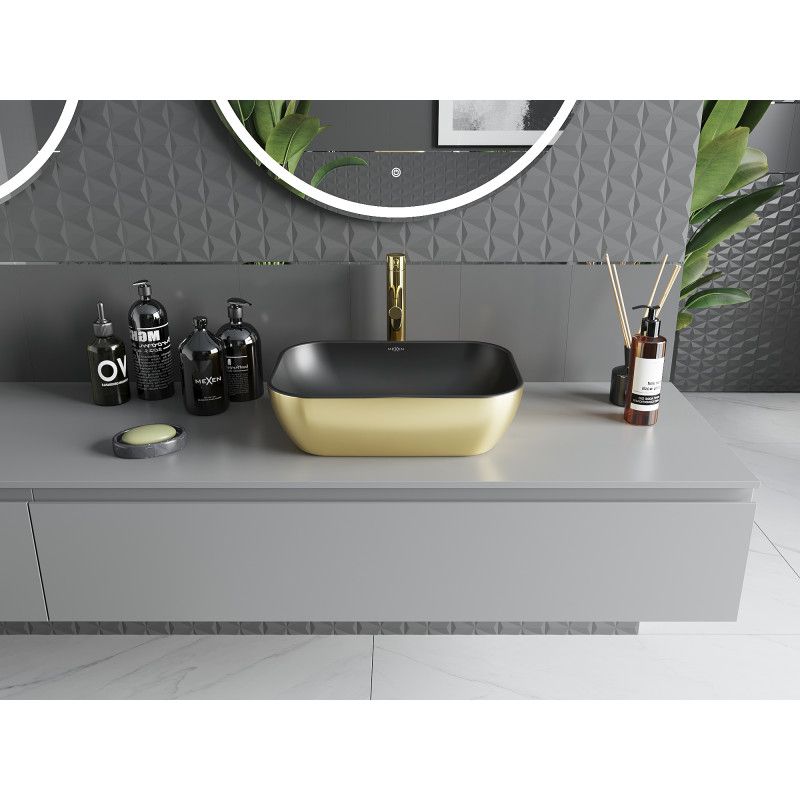 Mexen Rita bordmonteret vask 45 x 32 cm mat-sort/guld