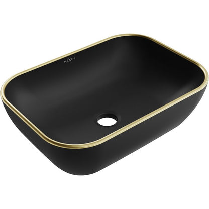 Mexen Rita bordmonteret vask 45 x 32 cm mat-sort med guldkant 1 stk.