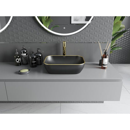 Mexen Rita bordmonteret vask 45 x 32 cm mat-sort med guldkant 1 stk.