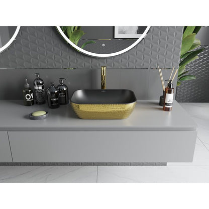 Bordmonteret vask Mexen Rita 45 x 32 cm mat‑sort/guld med skæl‑mønster 1 stk.