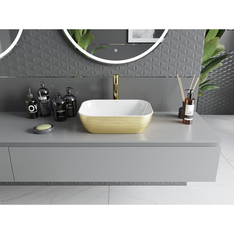 Mexen Rita bordmonteret vask hvid/guld 45 x 32 cm 1 stk.