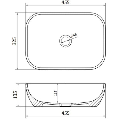 Mexen Rita bordmonteret vask hvid/sort 45,5 x 32,5 cm 21084586 1 stk.