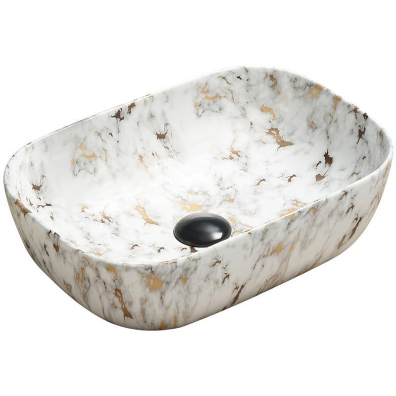 Mexen Rita bordmonteret vask i hvid sten 45,5 x 32,5 cm, 1 stk.