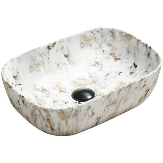 Mexen Rita bordmonteret vask i hvid sten 45,5 x 32,5 cm, 1 stk.