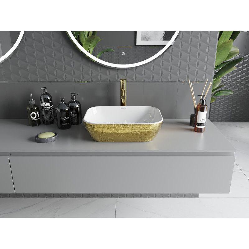 Mexen Rita bordmonteret vask hvid/guld 45,5 x 32,5 cm 1 stk.