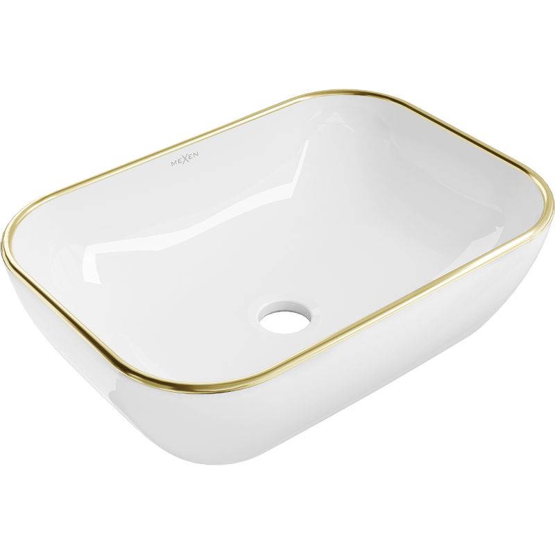 Mexen Rita bordmonteret vask hvid/guld 45,5 x 32,5 cm 21084505 1 stk.