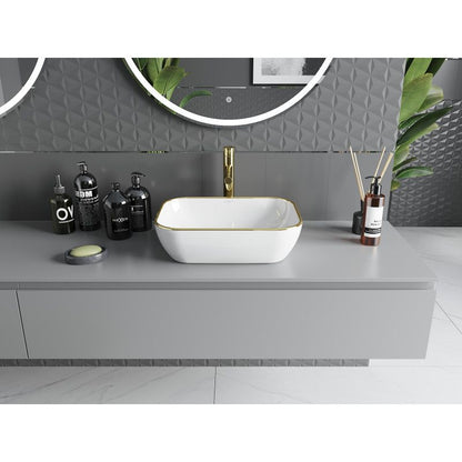 Mexen Rita bordmonteret vask hvid/guld 45,5 x 32,5 cm 21084505 1 stk.