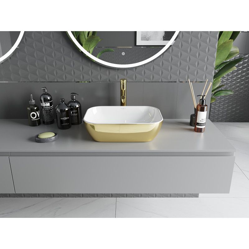 Mexen Rita bordmonteret vask i hvid/guld 45,5 x 32,5 cm 21084506 1 stk.
