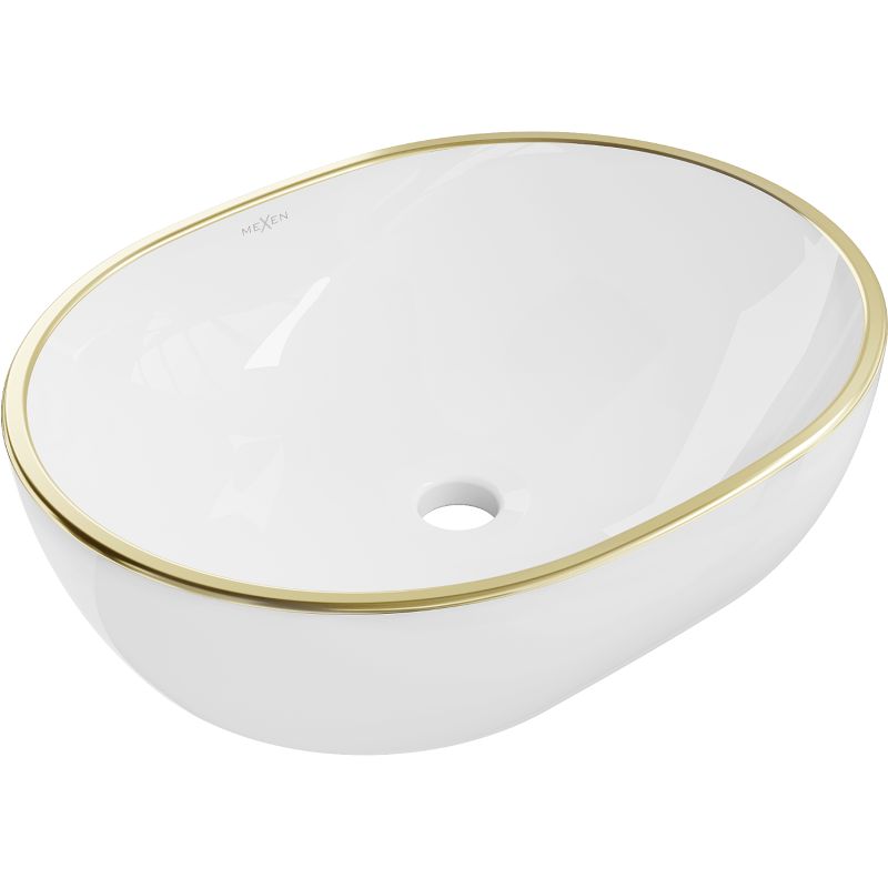 Mexen Viki bordmonteret vask 48 x 35 cm hvid med guldkant, 1 stk.