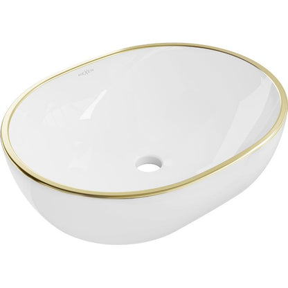 Mexen Viki bordmonteret vask 48 x 35 cm hvid med guldkant, 1 stk.
