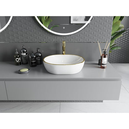 Mexen Viki bordmonteret vask 48 x 35 cm hvid med guldkant, 1 stk.
