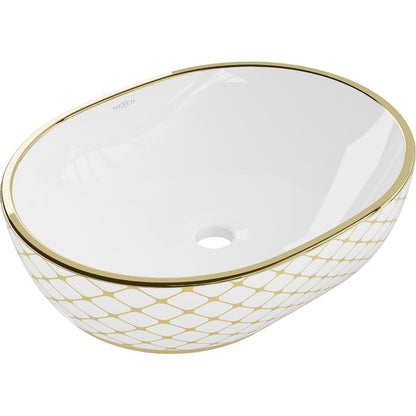Mexen Viki bordmonteret vask 48 x 35 cm hvid/guld med ternet mønster 1 stk.