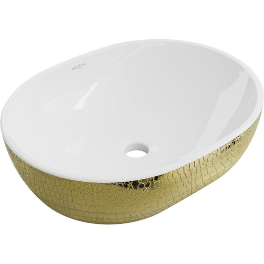 Mexen Viki bordmonteret vask 48 x 35 cm hvid/guld skælmønster 1 stk.