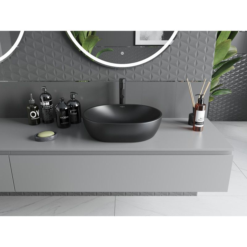 Mexen Viki bordmonteret vask 48 x 35 cm mat sort 1 stk.