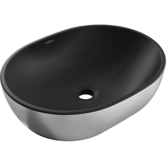 Mexen Viki bordmonteret vask 48 x 35 cm mat‑sort med sølvlinjemønster