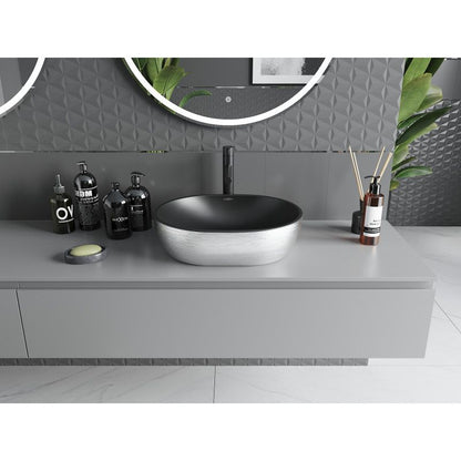 Mexen Viki bordmonteret vask 48 x 35 cm mat‑sort med sølvlinjemønster