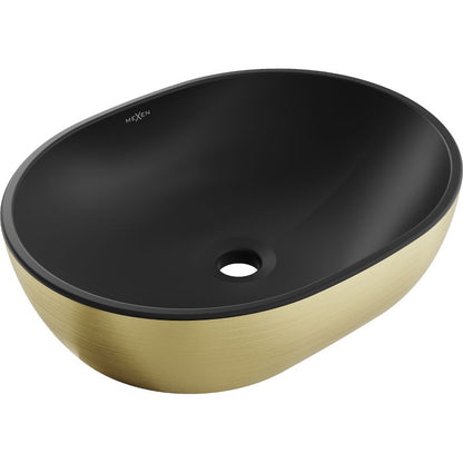 Mexen Viki bordmonteret vask 48 x 35 cm mat‑sort med guldliniemønster