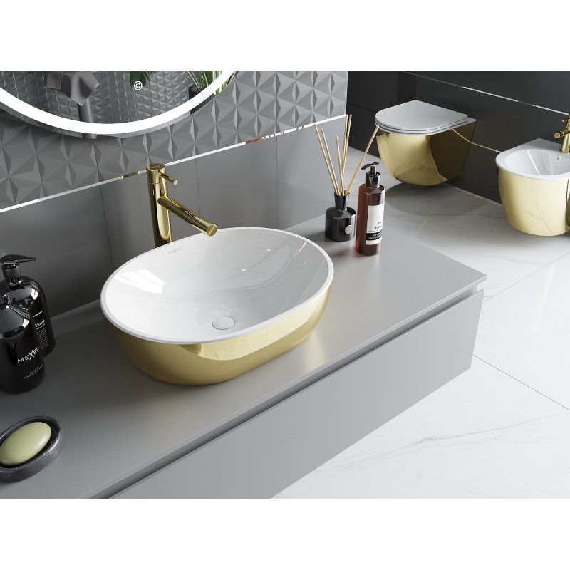 Mexen Viki bordmonteret vask hvid-guld 48 x 35 cm 1 stk.