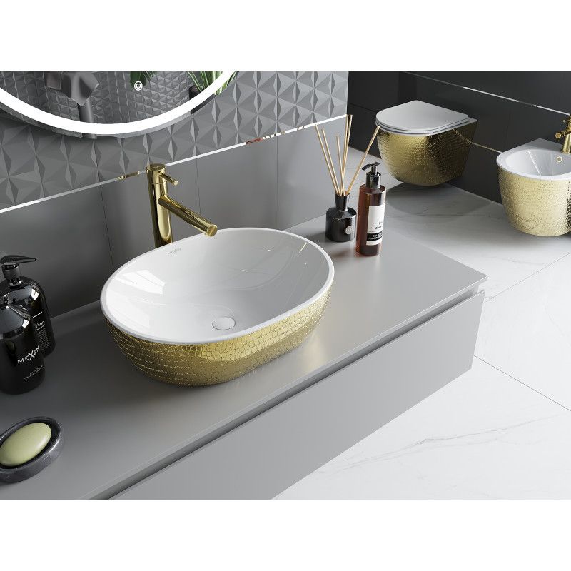 Mexen Viki bordmonteret vask hvid-guld 48,5 x 35 cm 1 stk.