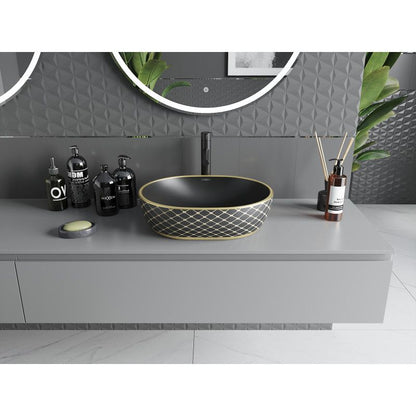 Mexen Viki bordmonteret vask i sort/guld 48,5 x 35 cm 1 stk.