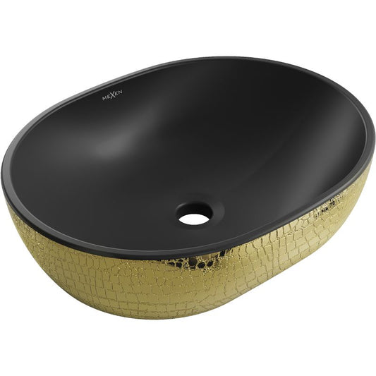 Mexen Viki bordmonteret vask i sort/guld 48,5 x 35 cm 21054878 1 stk.