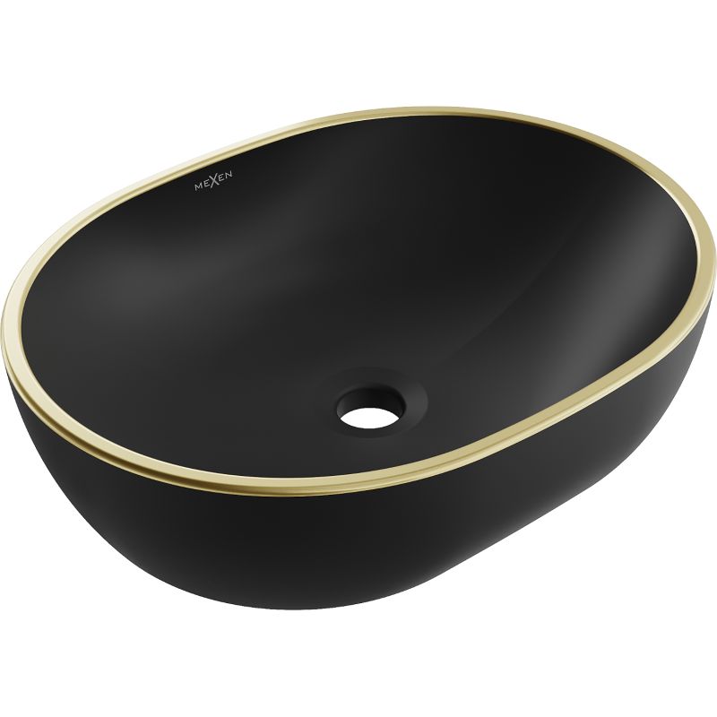 Mexen Viki bordmonteret vask i mat-sort/guld 48,5 x 35 cm, 1 stk.