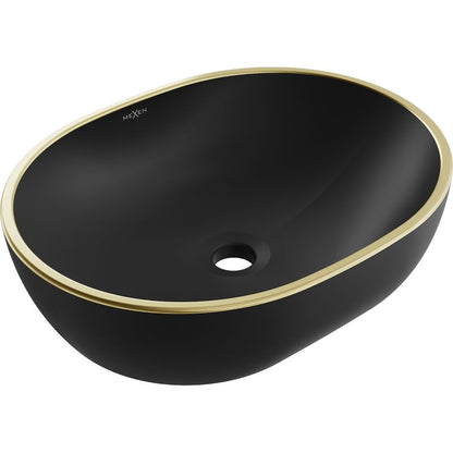 Mexen Viki bordmonteret vask i mat-sort/guld 48,5 x 35 cm, 1 stk.