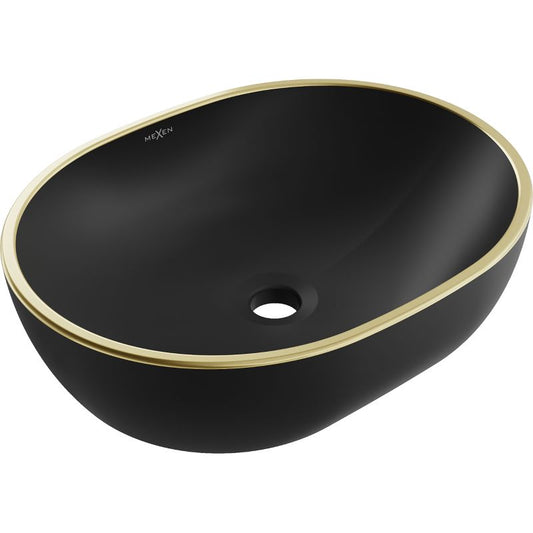 Mexen Viki bordmonteret vask i mat-sort/guld 48,5 x 35 cm, 1 stk.