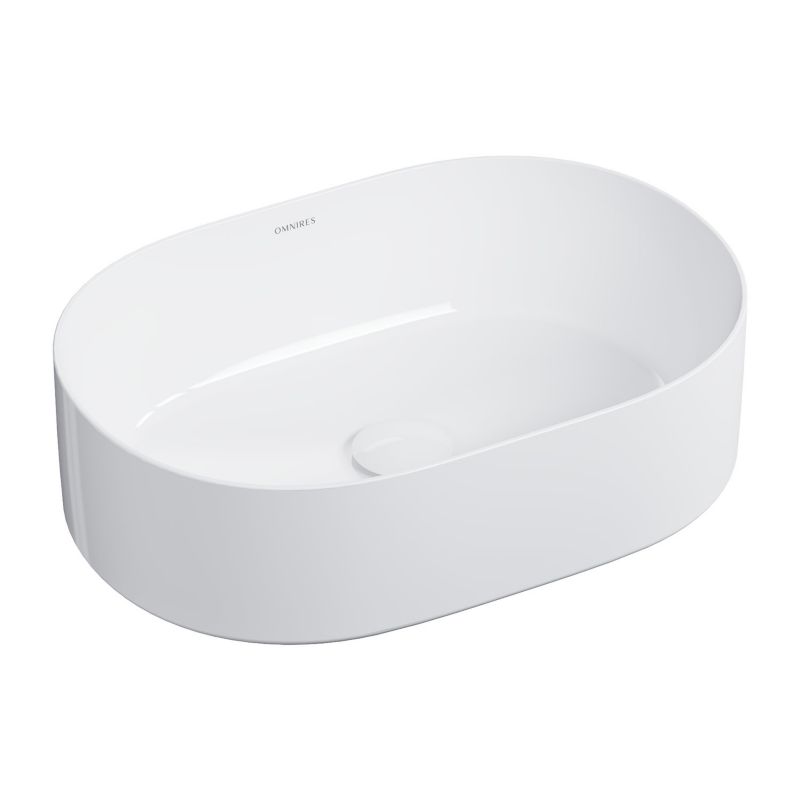 Keramisk Håndvask Oval 46x31 cm Hvid Højglans