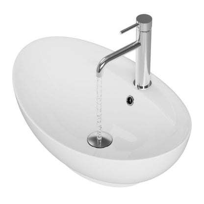 Ovalt bordmonteret vask Granitan Siena i hvid keramik 59 x 38,5 cm, 1 stk.