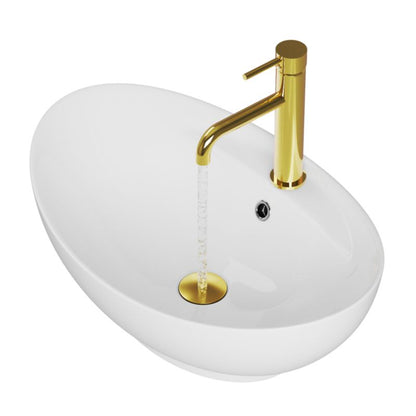 Ovalt bordmonteret vask Granitan Siena i hvid keramik 59 x 38,5 cm, 1 stk.