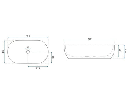 Bordpladevask Amelia 45 45x31x12,5 cm Hvid | 5906366019951