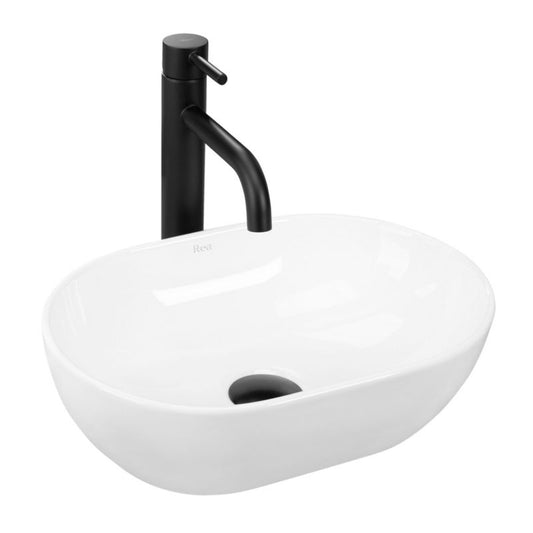 Rea Amelia Mini ovalt bordmonteret håndvask hvid 38 x 26 x 12 cm 1 stk