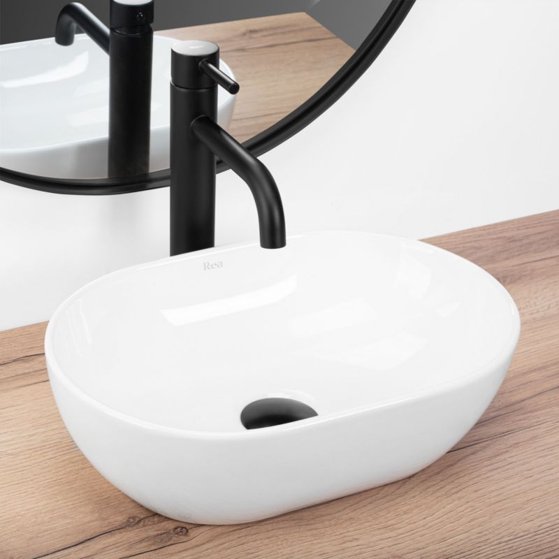 Rea Amelia Mini ovalt bordmonteret håndvask hvid 38 x 26 x 12 cm 1 stk
