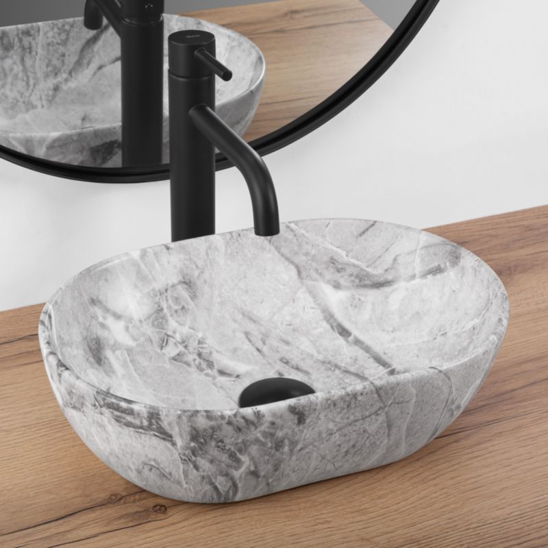 Rea Amelia Mini ovalt bordmonteret vask i grå 38 x 26 x 12 cm, 1 stk