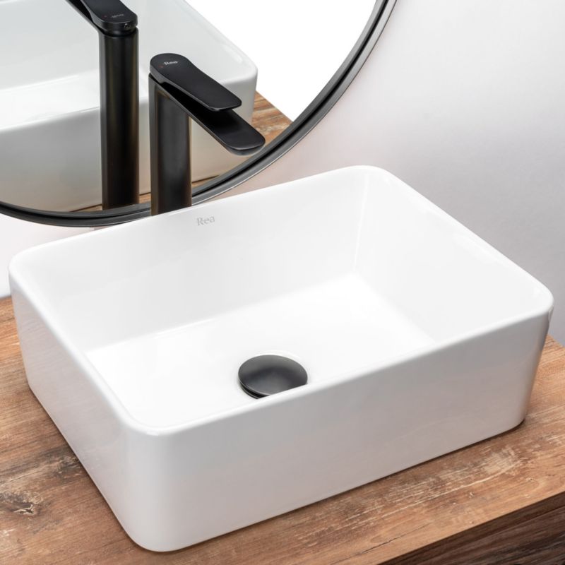 Rea Anita Mini bordmonteret vask rektangulær hvid 41 x 31 x 13,5 cm 1 stk