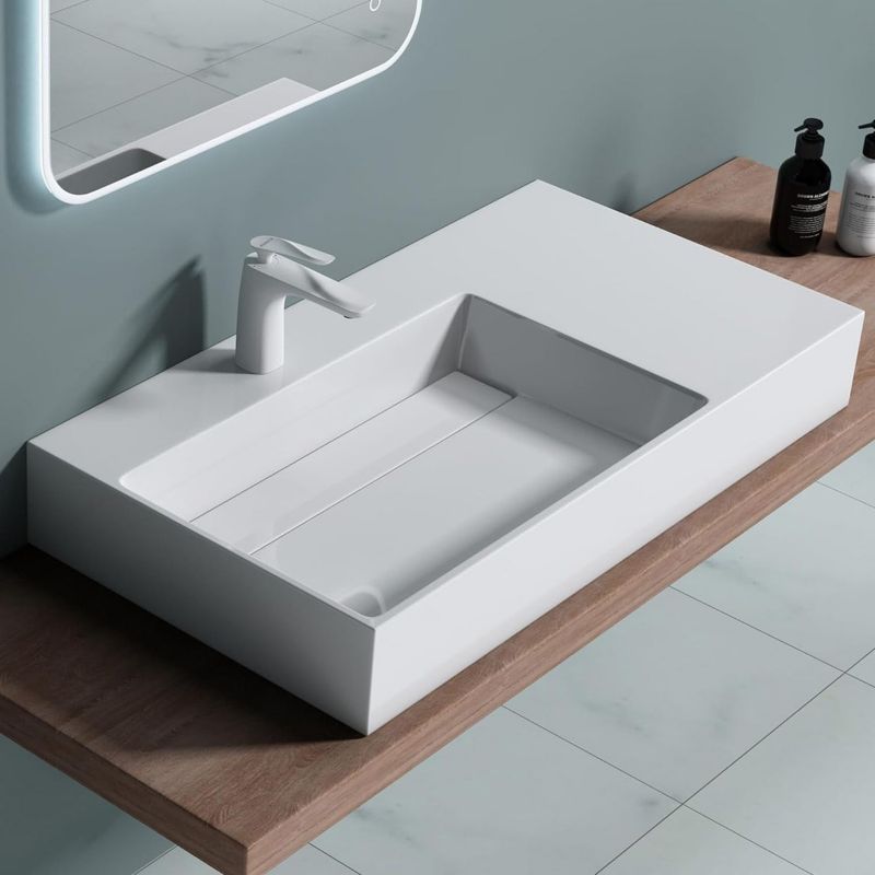 Rea Archi rektangulær bordmonteret vask hvid 75 x 43 x 14 cm 1 stk