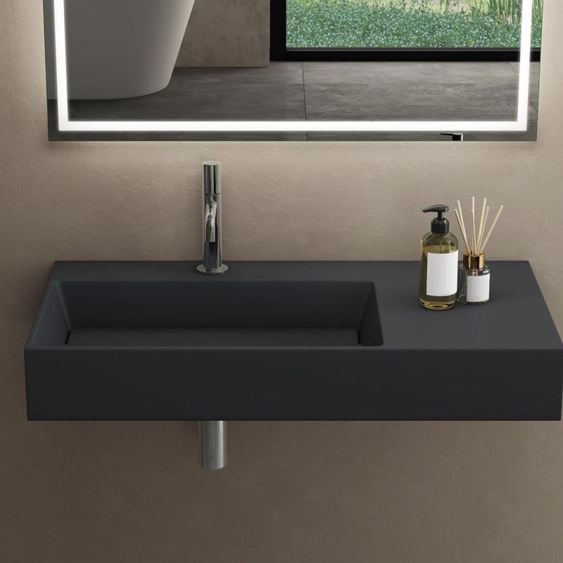 Rea Archi rektangulær bordmonteret vask i grå 89,5 x 48 x 13 cm, 1 stk