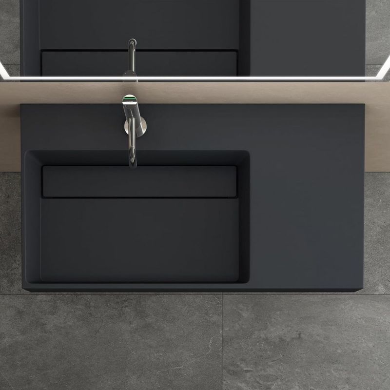 Rea Archi rektangulær bordmonteret vask i grå 89,5 x 48 x 13 cm, 1 stk