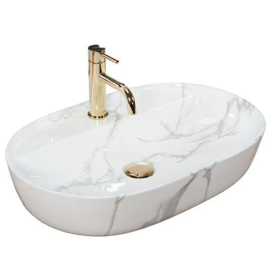 Rea Aura bordmonteret vask 61 Marmo Shiny oval hvid 60,5 x 40,5 x 13,5 cm 1 stk